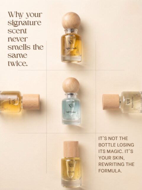 It’s not changing. Your skin is just freelancing.Same scent. Different chemistry. That’s the magic................#NEHFineFragrances #NEHPerfumes #FineFragrance #PerfumeIndia #IndianPerfume perfume, fine fragrance, signature scent, skin chemistry, skin microbiome, fragrance on skin, perfume chemistry, scent personality, long lasting perfume, Indian perfume brand, premium perfumes, unisex fragrance, perfume lovers, fragrance discovery, scent layering, eau de parfum